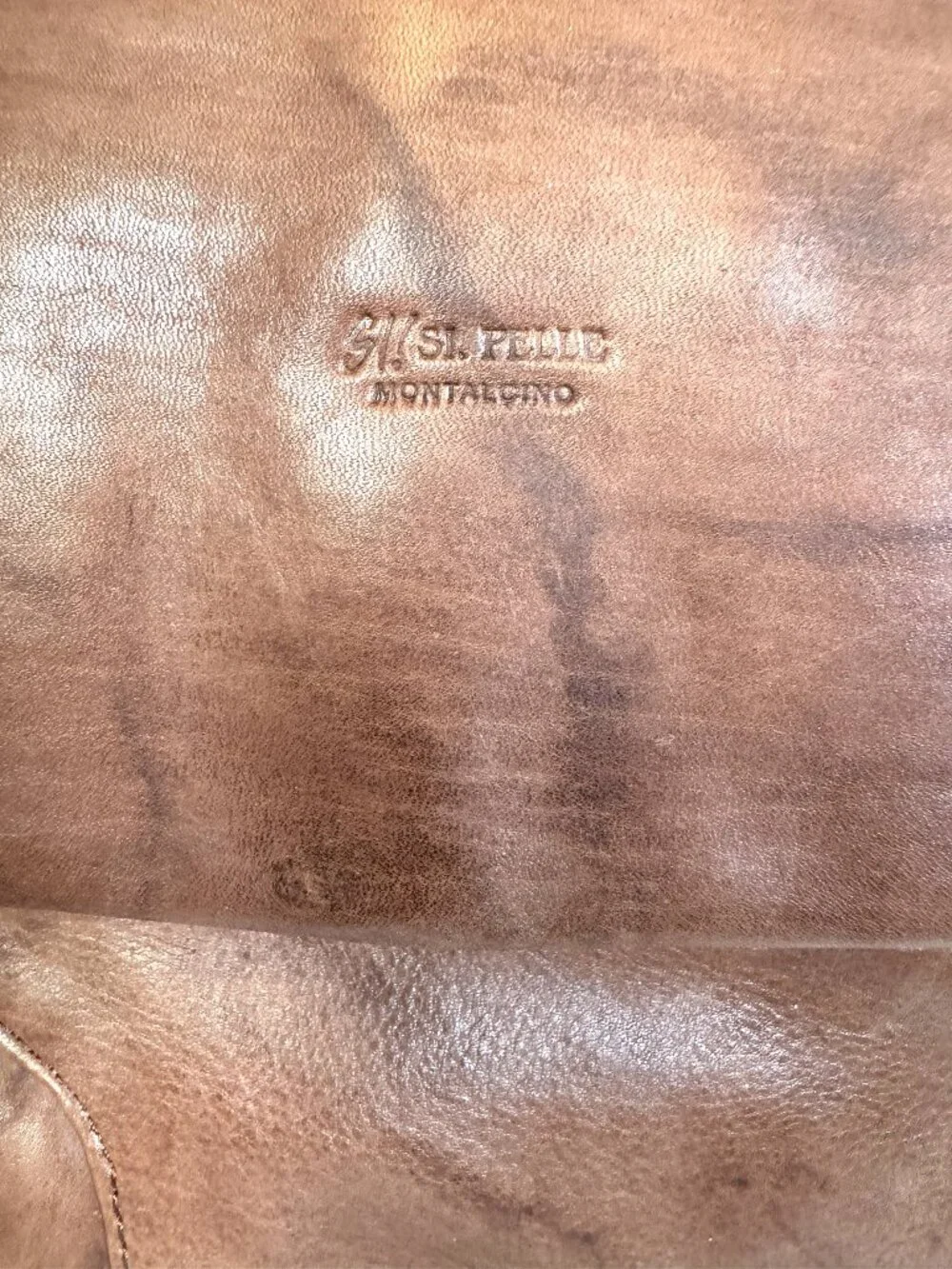 S1 PELLE MONTALCINO Genuine Italian Leather Backpack Rucksack Cognac Brown